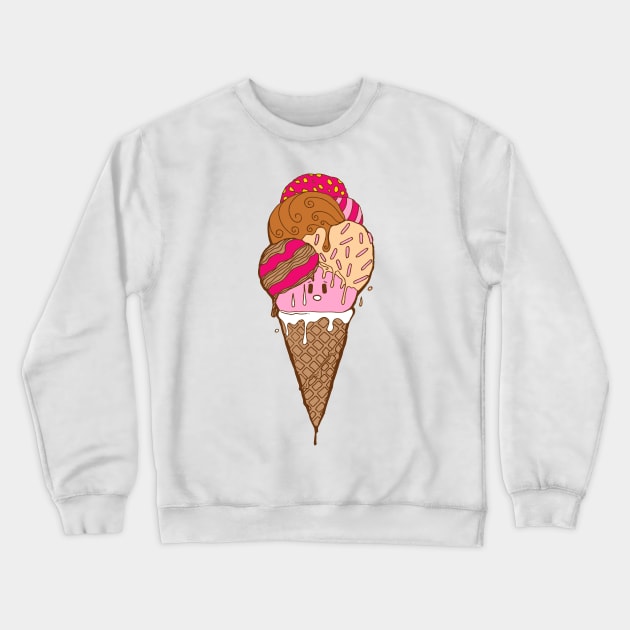 Strawberry Toffee Cute Ice Cream Cone Crewneck Sweatshirt by kenallouis